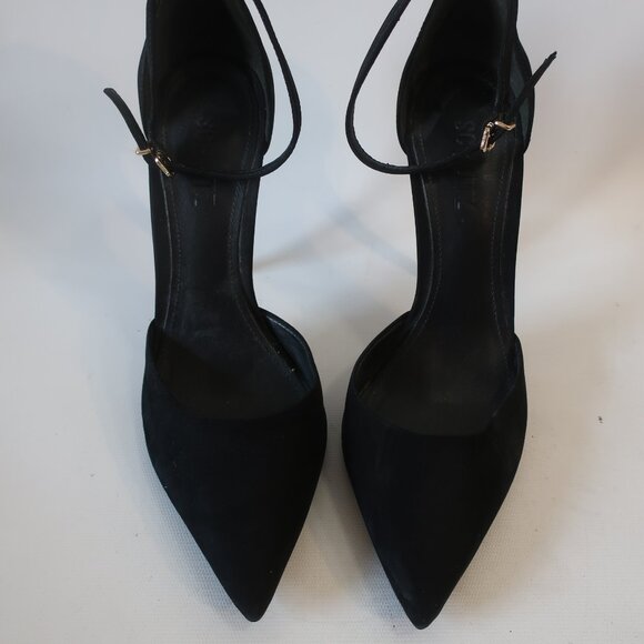 Womens Schutz Irma Black Suede Pointy Ankle Strap Stiletto Heel Pumps 8 - Picture 3 of 16